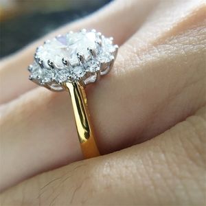 Solitaire ring Weddingringen 253CTW 97 mm Ovale briljante gesneden verloving Halo Ring Generale test Positief verbluffende 14k geel wit goud 220829