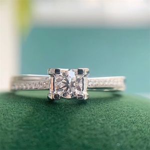 Bague solitaire anneaux de mariage AEAW 0233ct coupe ronde DEF couleur bague de fiançailles en diamant pour femmes véritable or blanc 18 carats 220829