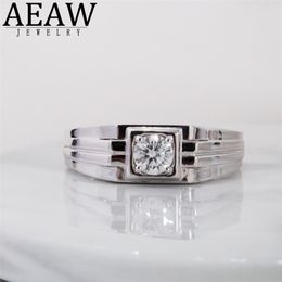 Bague solitaire anneaux de mariage AEAW 14k plaqué or blanc 5mm 05ct bague de fiançailles pour homme garçon ami mari 220829