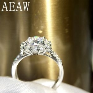 Bague solitaire anneaux de mariage AEAW 2 ct 8mm coupe ronde DF couleur diamant de fiançailles Halo véritable 14K 585 or blanc 220829