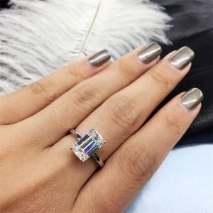 Solitaire Ring Trouwringen AEAWLuxury 3 karaat massief 18K wit goud Verloving Emerald Cut Lab Grown Diamond voor vrouwen 220829