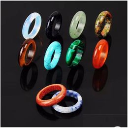 Largura do anel solitário 6 mm Pedra de cristal natural Opal Colorf Ágatas conjunto para mulheres, homens, joias, drop delivery Dh4Lg