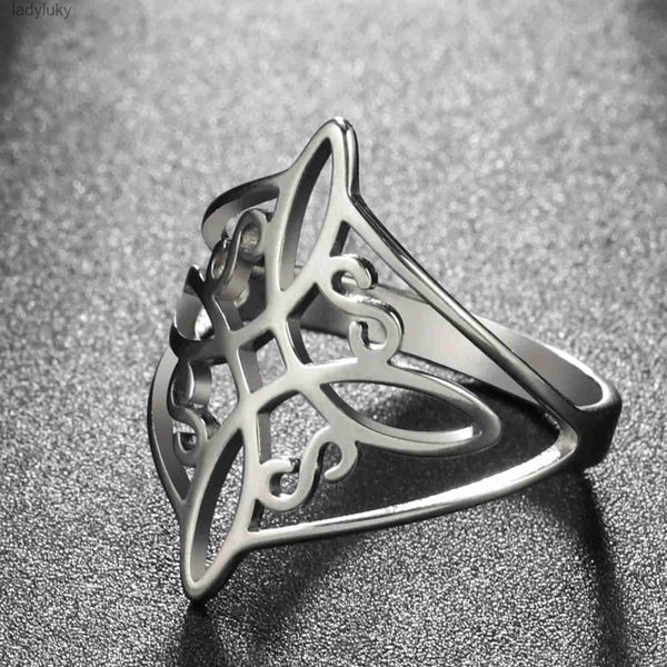 Solitaire Ring Witch Knot acero inoxidable Anillo de acero inoxidable Wiccan Celtics Knot Women Rings Witchcraft Good Luck Protection Amulet Año Nuevo 2023 Regalos 240226