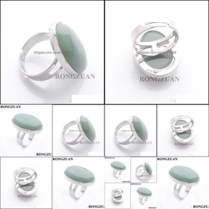 Solitaire ring dames vingerringen natuurlijke aventurine cabochon steen ovaal kraal verstelbare feestring mode sieraden sier carshop2006 dhoiz