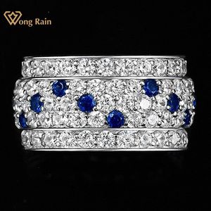 Solitaire Ring Wong Rain 18K Verguld Luxe 925 Sterling Zilver Lab Sapphire High Carbon Diamonds Gemstone Wedding Band Fine Jewelry 230625