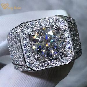 Anillo solitario Wong Rain Real 925 Sterling Silver 3EX Round 5CT VVS1 GRA Passed Test Diamond D Moissanite para Mujeres Hombres Regalo Drop 220916