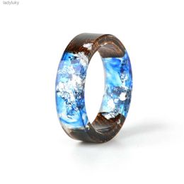 Anillo solitario anillo de resina de madera bricolaje anillo de flores secas hechas a mano para mujeres joyas de moda 240226