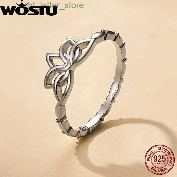 Anillo solitario WOSTU 2019 Original 925 anillos de flor de loto de plata esterlina para mujer Anillo de bodas de moda Joyería de marca de lujo El mejor regalo FNR018 YQ231207