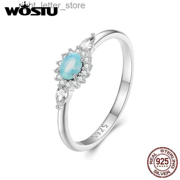 Bague Solitaire WOSTU 925 en argent Sterling Multi pierre fleur anneaux de mariage pour les femmes brillant bleu opale blanc Zircon bande anneau fête bijoux cadeau YQ231207