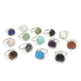 Solitaire ring Yowost Love Heart Cyrstal Stones For Women Sier Color Natural Crystal Opal Stone verstelbare ringen Betrokkenheid DHF59