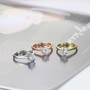 Bague Solitaire ZHOUYANG anneaux pour femmes pour toujours classique Style Simple Six Cls zircon cubique 3 couleurs cadeau de mariage bijoux de mode KCR033 Y2303