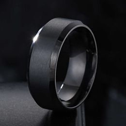 Solitaire Ring Zorcvens 2023 Nieuwe mode Punk Vintage 8mm klassiek mannelijk zwart roestvrijstalen sieraden bruiloft voor man y2303