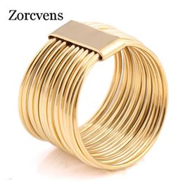 Bague Solitaire ZORCVENS arrivée femme luxe en acier inoxydable 316L bijoux couleur or multicouche anneaux de mariage pour les femmes 231019