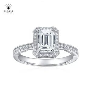 Solitaire Ringen 1ct Emerald Cut Verlovingsring voor Vrouwen 925 Sterling Zilver Lab Diamond Wedding Band Fijne Sieraden 240402