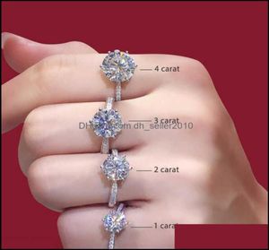 Solitaire ringen sieraden925 Sterling Sier Moissanite Classic Style Round Cut Single Row Diamond Engagement Anniversary Ring 1CT 2CT3684857