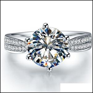 Solitaire ringen sieradenbriljante 1CT-test Real Moissanite Diamond Engagement Solid 18 K White Gold Wedding Anniversary Ring Drop Levering 202