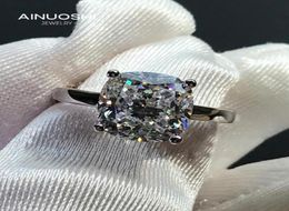 Solitare 9x9 mm Colzón de colchón Anillos de compromiso simulado Diamante SONA para 925 STERLING Silver Wedding Boded Ring Jewelry Cluster2914574