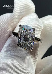 Solitare 9x9mm Cojín de colchón Anillos de compromiso simulados Diamante SONA para 925 STERLING Silver Wedding Boded Ring Jewelry Cluster5438788