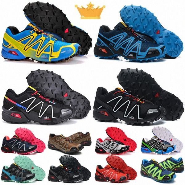 Salomons Noir Rouge Blanc Gris Bleu Speed ​​Cross 3 Cuir Jaune Hommes Chaussures De Course Baskets Sport Baskets 11Kj #