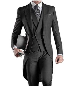 Solovedress Mens Suit Tuxedos Classic Slim Fit 3 Stuks Peak Revers Solid Flat Jacket