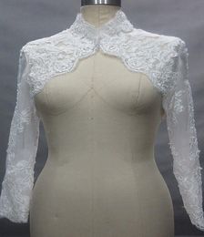 Solovedress nouvelle veste de mariage en dentelle à col haut à manches longues pour femmes avec des Appliques en dentelle sur mesure Cape de mariée Warps4552548