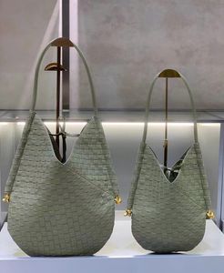 Solstice Designer fourre-tout en cuir Weave Bags Sac à main en cuir de veau élégant jaune vert Intrecciato Commuter Bag Luxury Underarm Bucket Bag