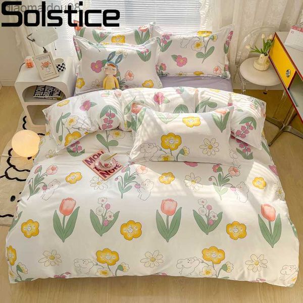Solstice Home Textile mignon fleur lapin linge de lit housse de couette drap de lit garçon fille enfant chambre ensembles de literie L230704