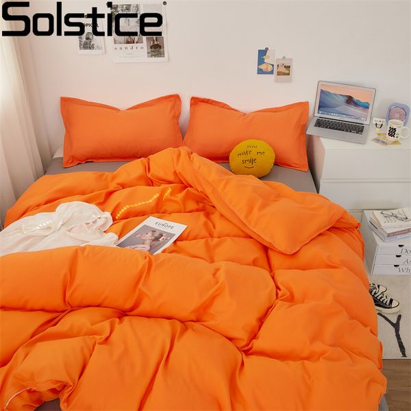 Solstice Home textile enfant adolescent Bedlinen Solid Orange Coup de couverture d'oreiller de lit d'oreiller de lit de lit garçon fille de literie King Queen Twin Taille