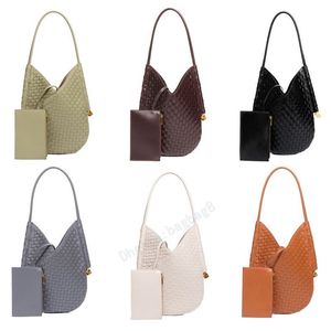 Solsticio Nuevo bolso de axilas B nudo familiar icónico de cuero tejido diseñador de moda carteras para mujeres bolsos de paja de hombro