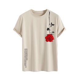 Soly Hux Men's Graphic Tees Vintage T-Shirts Floral Letter Print Crewneck Short Sleeve T Shirts Casual Summer Streetwear