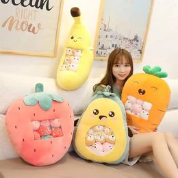 Quelques petits jouets à l'intérieur, oreiller en peluche de fruits de dessin animé mignon, coussin de canapé en peluche doux, décoration de maison, oreiller de dossier, cadeau pour enfants 240118