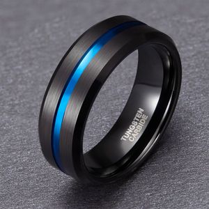 Bague en carbure de tungstène pour hommes, ligne bleue de 8mm, bagues de fiançailles, de mariage, bijoux à la mode, anneaux maçonniques, vente en gros, livraison directe