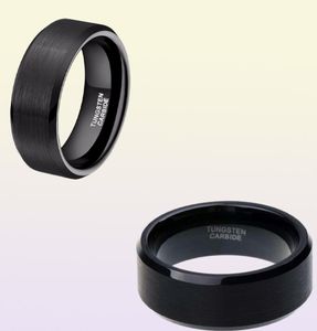 SOMEN Ring Men Classic 8mm Pure Black Tungsten Ring Borwed afgewerkte trouwring Trendy mannelijke sieraden verloving Love Ring Bague J2937328