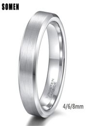 Somen Ring Men Color Silver Color 6 mm Tungsten Ring Brossed Classic Wedding Bands Mâle Anneaux de fiançailles Men Bijoux de fête Homme CX1787894