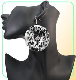 SOMESOOR AKA Les leaders de l'histoire des Noirs ont peint des boucles d'oreilles en bois africain Obama Mandela Michelle Design pendentif oreille balancent bijoux 7058367