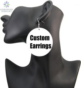 Boucles d'oreilles en bois afro personnalisées SOMESOOR 6cm Africain Blacks Art Custom Imprimé Bijoux sans MOQ pour les cadeaux de femmes noires 1pair15022759