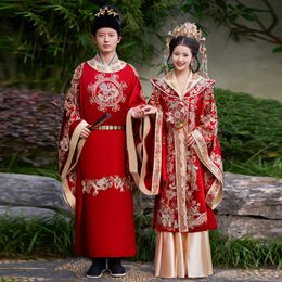 Robe de mariée Hanfu de la dynastie Song Ming, Robe de phénix brodée Xiuhe originale, Robe de Dragon, vêtements de Couple de mariage de chine ancienne