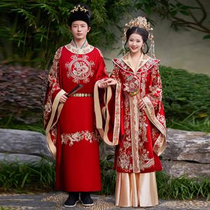 Robe de mariée Hanfu de la dynastie Song Ming, Robe de phénix brodée Xiuhe originale, Robe de Dragon, vêtements de Couple de mariage de chine ancienne