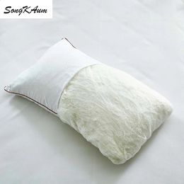 Songkaum Hecho a mano 100% de almohada de seda de mulberry Almohadas de atención médica para el hogar individual 100% algodón satén jacquard 240401