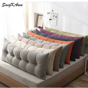 Songkaum wasbaar 100% katoen lange nachtkastjes met vulling solide Simple Pillow Single Double Home Cushion voor Sleeping 201130