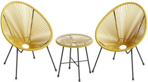 Songmics 3 pièces en plein air chaise acapulco, ensemble de meubles de patio moderne, jaune