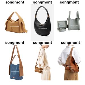 Songmont Bag Bucket Luna Diseñador de la parte superior de la parte superior del hombro Luxury Luxury Grande Totas Half Moon Cuero Mini Cesta de compras de embrague Fashion Fashion