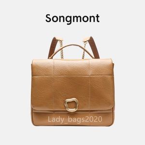 Songmont Bags Song Backpack Chocolate Series 16 pouces Sacs à dos de luxe en cuir de vachette Computer Niche Designer Top Layer Crossbody Tofu Purse
