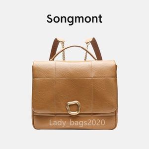 Songmont Tassen Song Rugzak Chocolate Series 16 inch Rugzakken Luxe Rundleer Computer Niche Designer Top Layer Crossbody Tofu Portemonnee