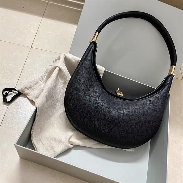 Songmont Luna bolsos de diseño bolso de hombro de media luna color sólido simple sacoche chapado en oro cerradura agradable durabilidad bolso cruzado negro marrón xb076