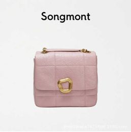 Songmont Bolsa de chocolate mediana Serie Wonton Lock Chain Nueva primera capa de diseñador Cadena de cuero de vaca Bolso cuadrado pequeño 230220