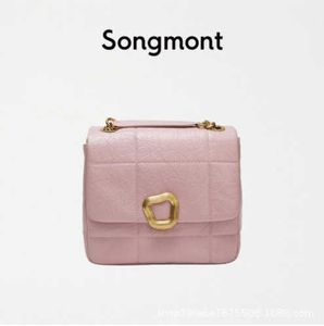 Songmont Medium Chocolate Bag Series Wonton Lock Chain Designer's nieuwe eerste laag koeienhuid ketting kleine vierkante tas