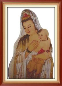 SongZi Kwan-yin – peinture de décoration de maison, ensembles de broderie au point de croix faits à la main, impression comptée sur toile DMC 14CT /11CT