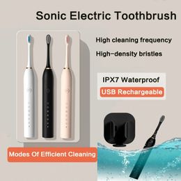 Sonic Electric Dooth Dooth Tooth Tough Wating Water Timing Smart Cebrush USB USB Recargable Cepillo Sonónico Clean Blancan Bosque de dientes eléctrico 240409