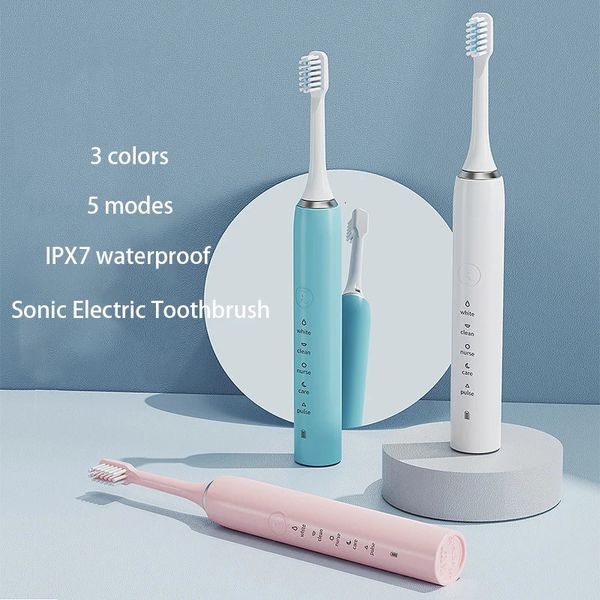 Brosse à dents électrique sonique brosses à dents rechargeables minuterie adulte lavable ultrasons blanchiment électronique nettoyage des dents 240301